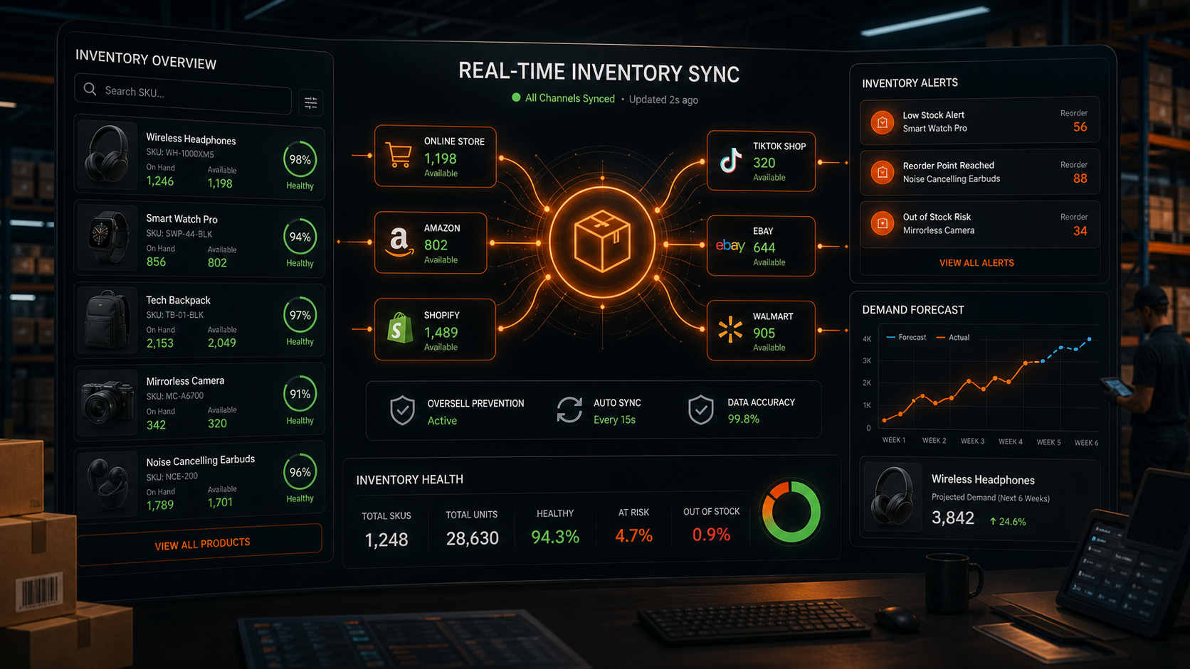 inventory management automation premium dashboard visual for Ashflow Intelligence