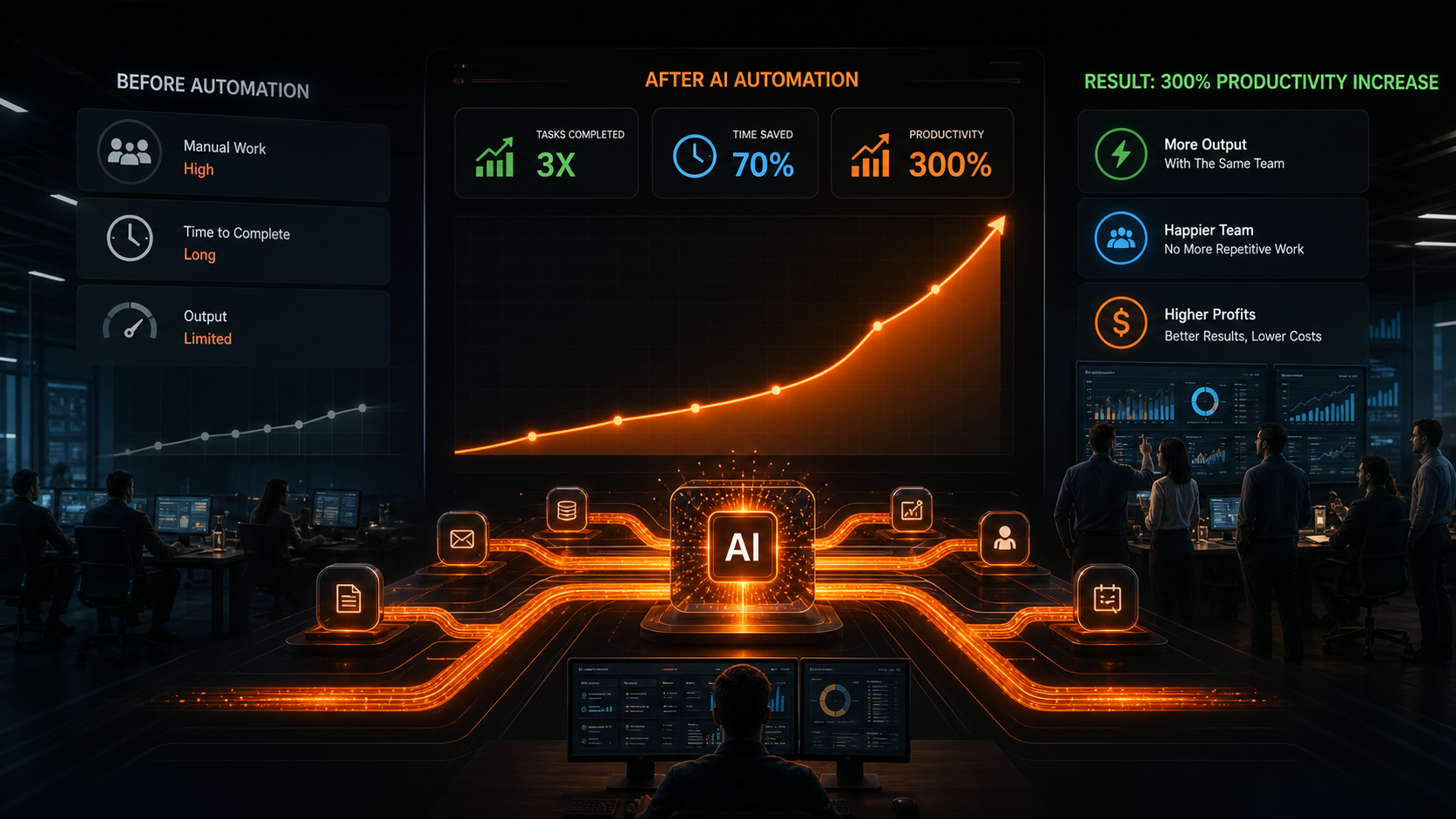 AI automation productivity premium dashboard visual for Ashflow Intelligence