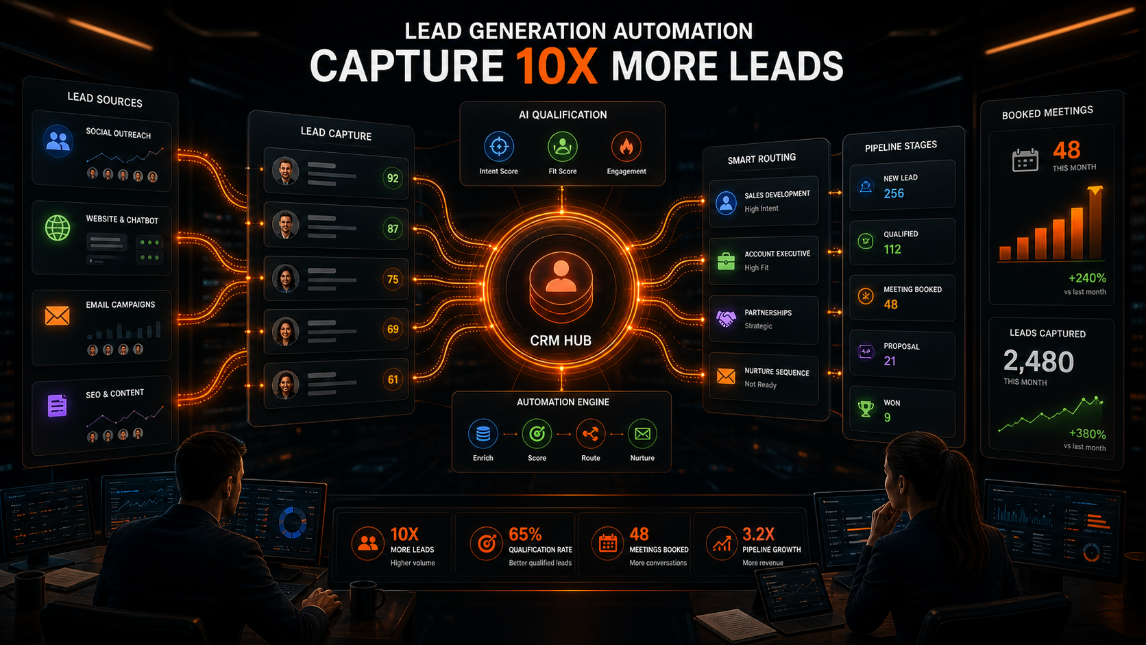 lead generation automation premium diagram visual for Ashflow Intelligence